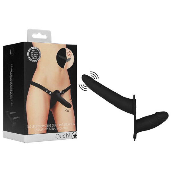 OUCH! Double Vibrating Silicone Strap-On